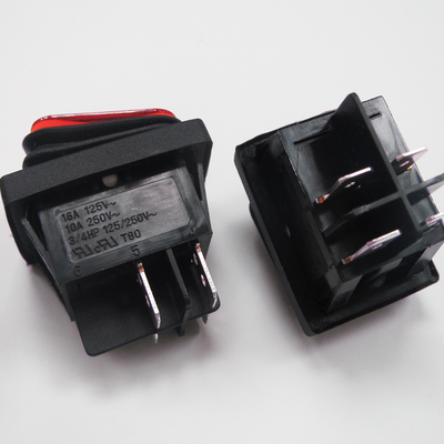 臺灣RL防水船型翹板開關帶燈16A250V4腳2檔